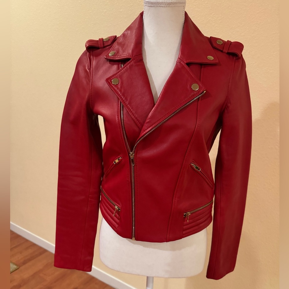 Maje | Basalt Rouge Motorcycle Jacket | Red | Size 38 US size S, barely worn